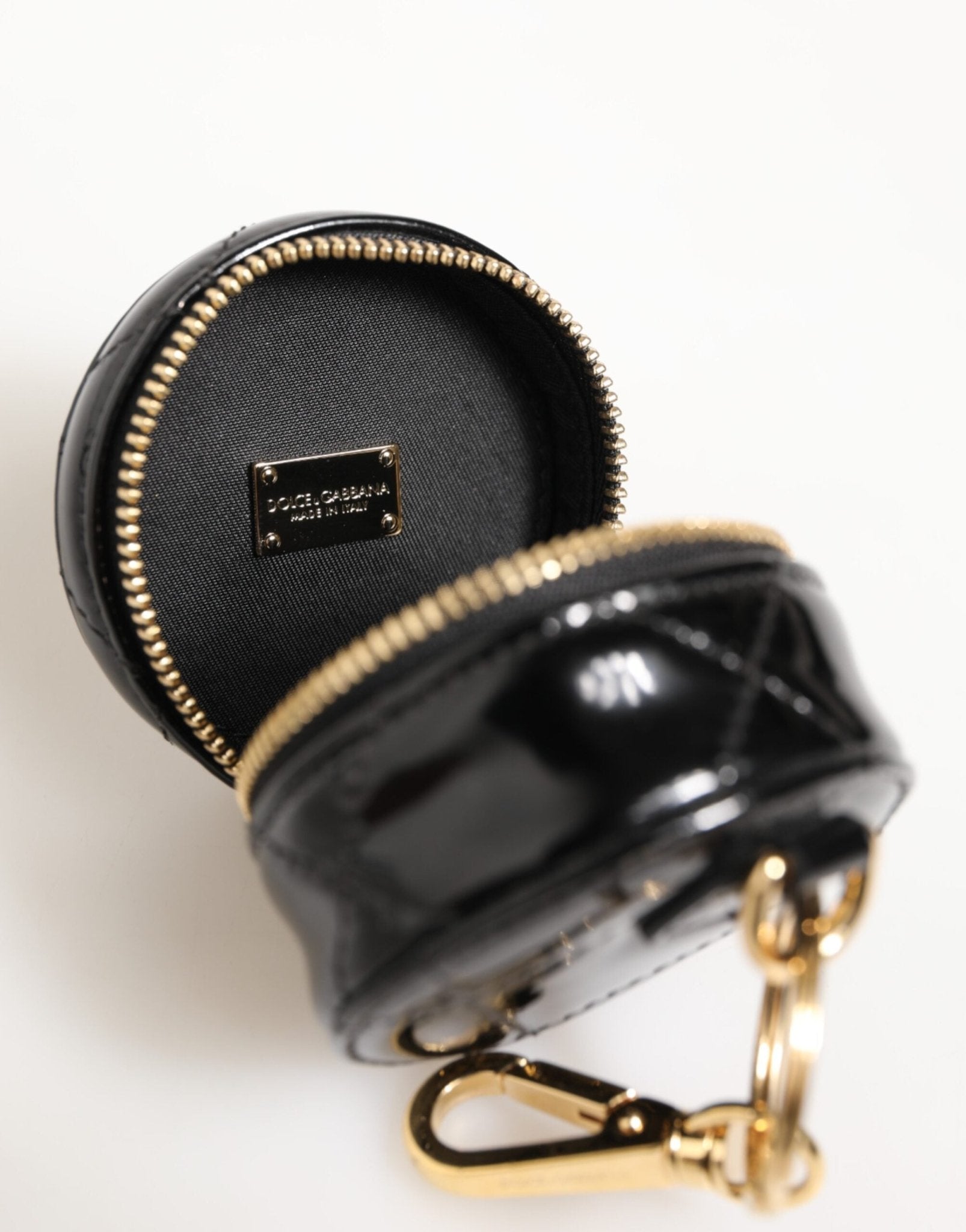 Dolce & Gabbana Black Lamb Leather DG Crystal Logo Round Coin Purse Wallet – par Dolce & Gabbana | Disponible sur Sandy Store ByNet