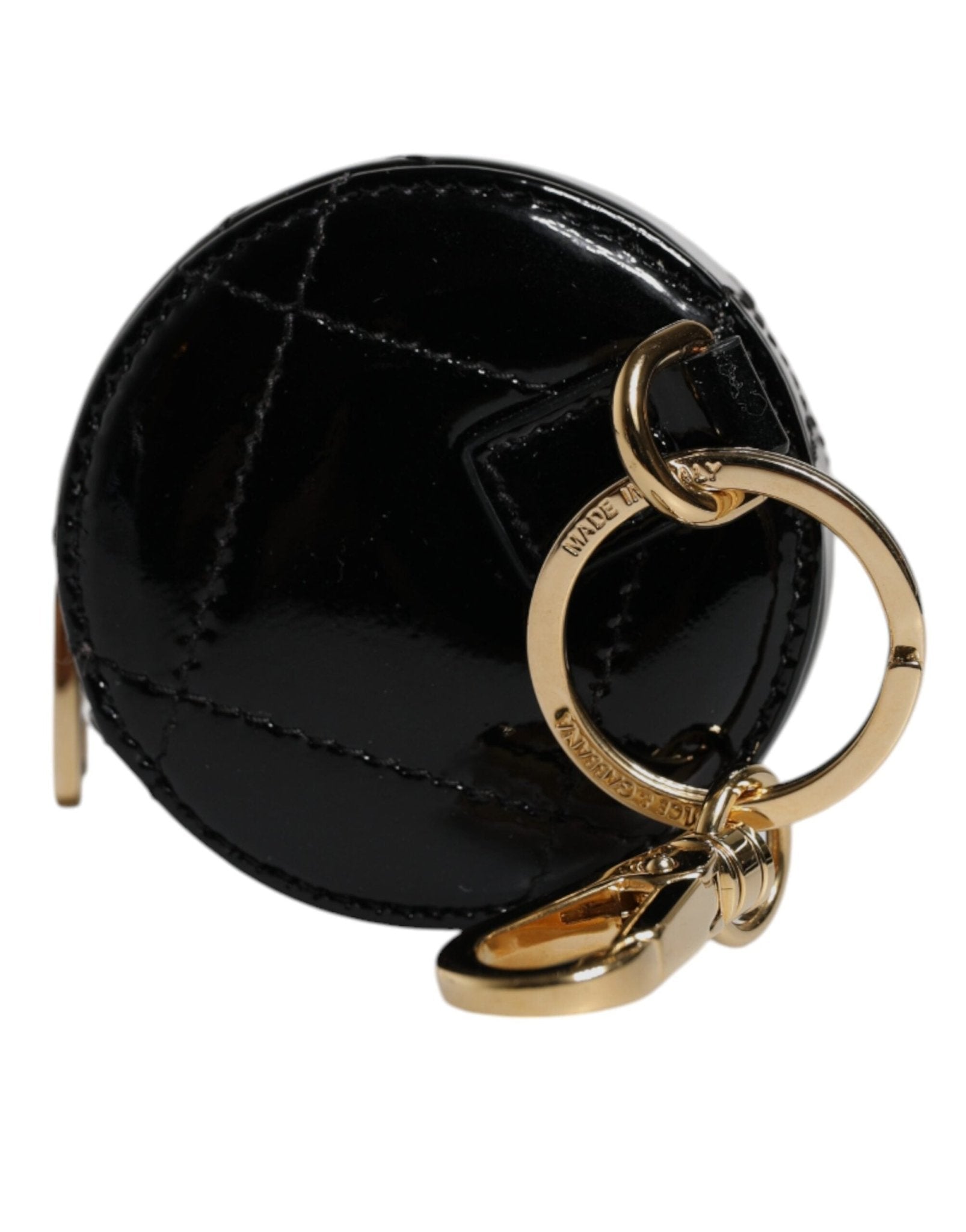 Dolce & Gabbana Black Lamb Leather DG Crystal Round Coin Purse Wallet - Sandy Store ByNet