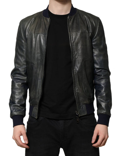 Dolce & Gabbana Black Lambskin Leather Biker Full Zip Jacket – IT48 | M par Dolce & Gabbana | Disponible sur Sandy Store ByNet