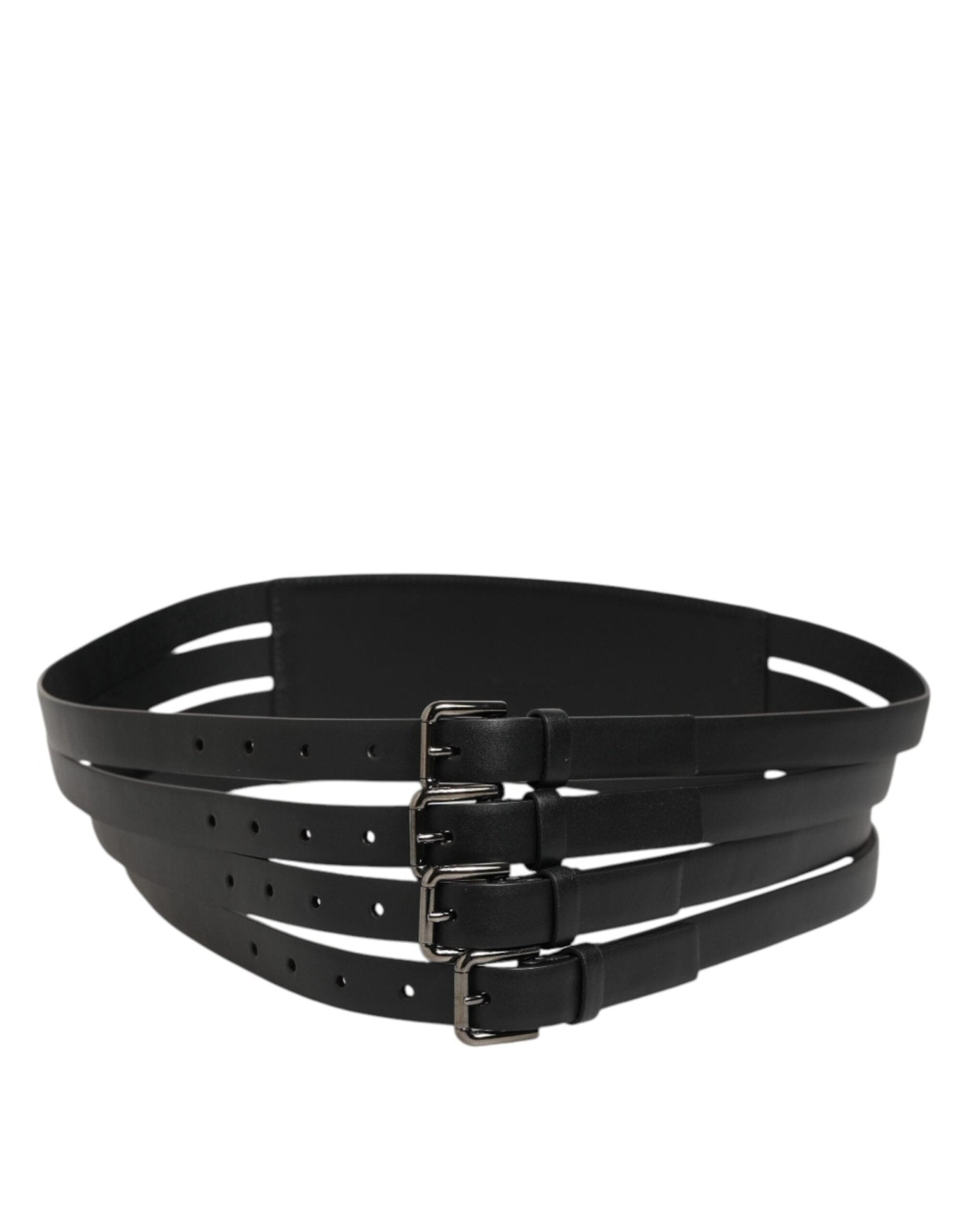 Dolce & Gabbana Black Leather 4 - Strap Metal Multi - Buckle Belt – 90 cm / 36 Inches par Dolce & Gabbana | Disponible sur Sandy Store ByNet