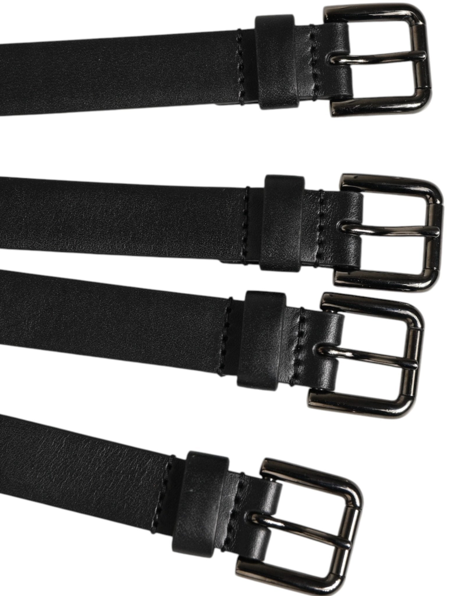 Dolce & Gabbana Black Leather 4 - Strap Metal Multi - Buckle Belt – 90 cm / 36 Inches par Dolce & Gabbana | Disponible sur Sandy Store ByNet