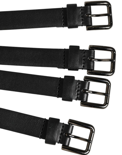 Dolce & Gabbana Black Leather 4 - Strap Metal Multi - Buckle Belt – 90 cm / 36 Inches par Dolce & Gabbana | Disponible sur Sandy Store ByNet
