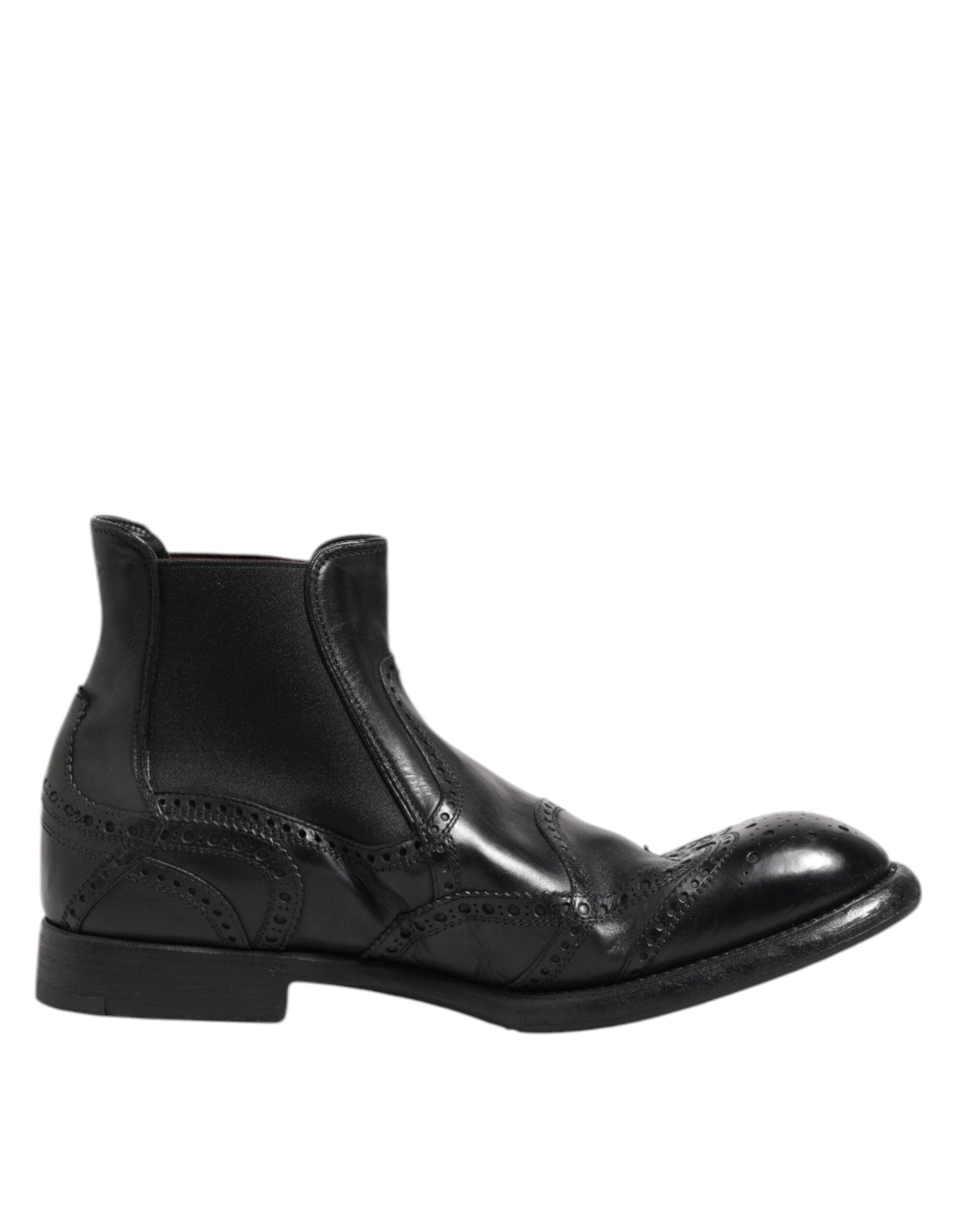 Dolce & Gabbana Black Leather Ankle Boots Slip On Shoes – EU40/US7 par Dolce & Gabbana | Disponible sur Sandy Store ByNet