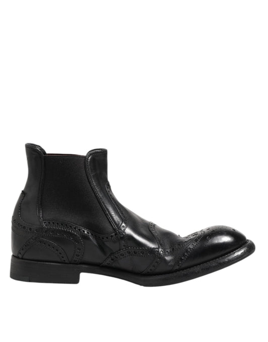Dolce & Gabbana Black Leather Ankle Boots Slip On Shoes – EU40/US7 par Dolce & Gabbana | Disponible sur Sandy Store ByNet