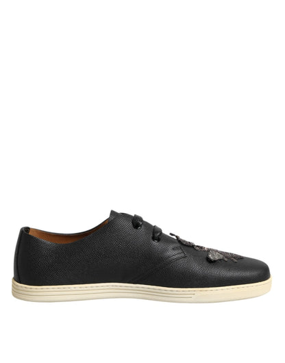 Dolce & Gabbana Black Leather Bee Crown Low Top Sneakers Shoes – EU42/US9 par Dolce & Gabbana | Disponible sur Sandy Store ByNet