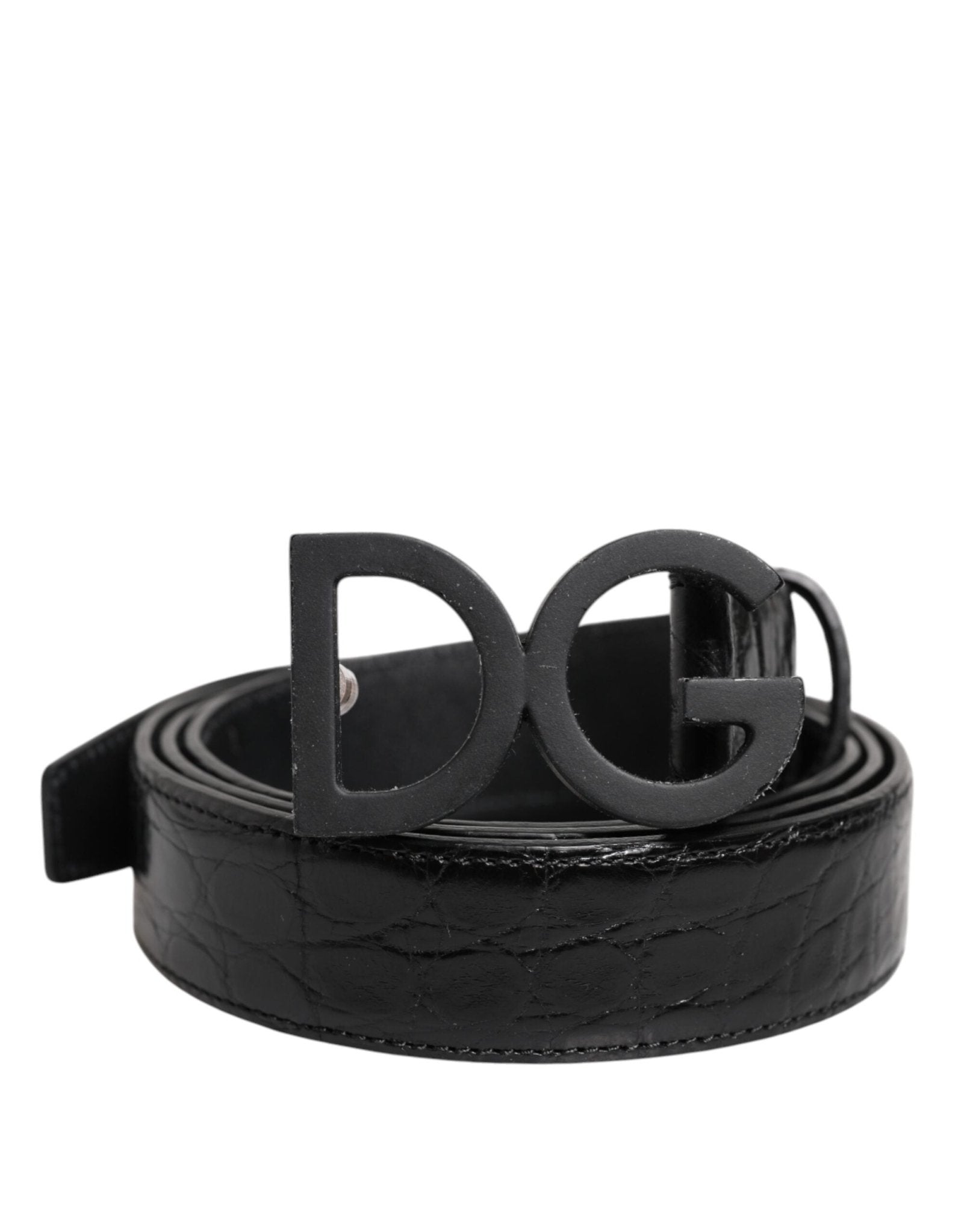 Dolce & Gabbana Black Leather Classic Metal DG Buckle Belt – 110 cm / 44 Inches par Dolce & Gabbana | Disponible sur Sandy Store ByNet