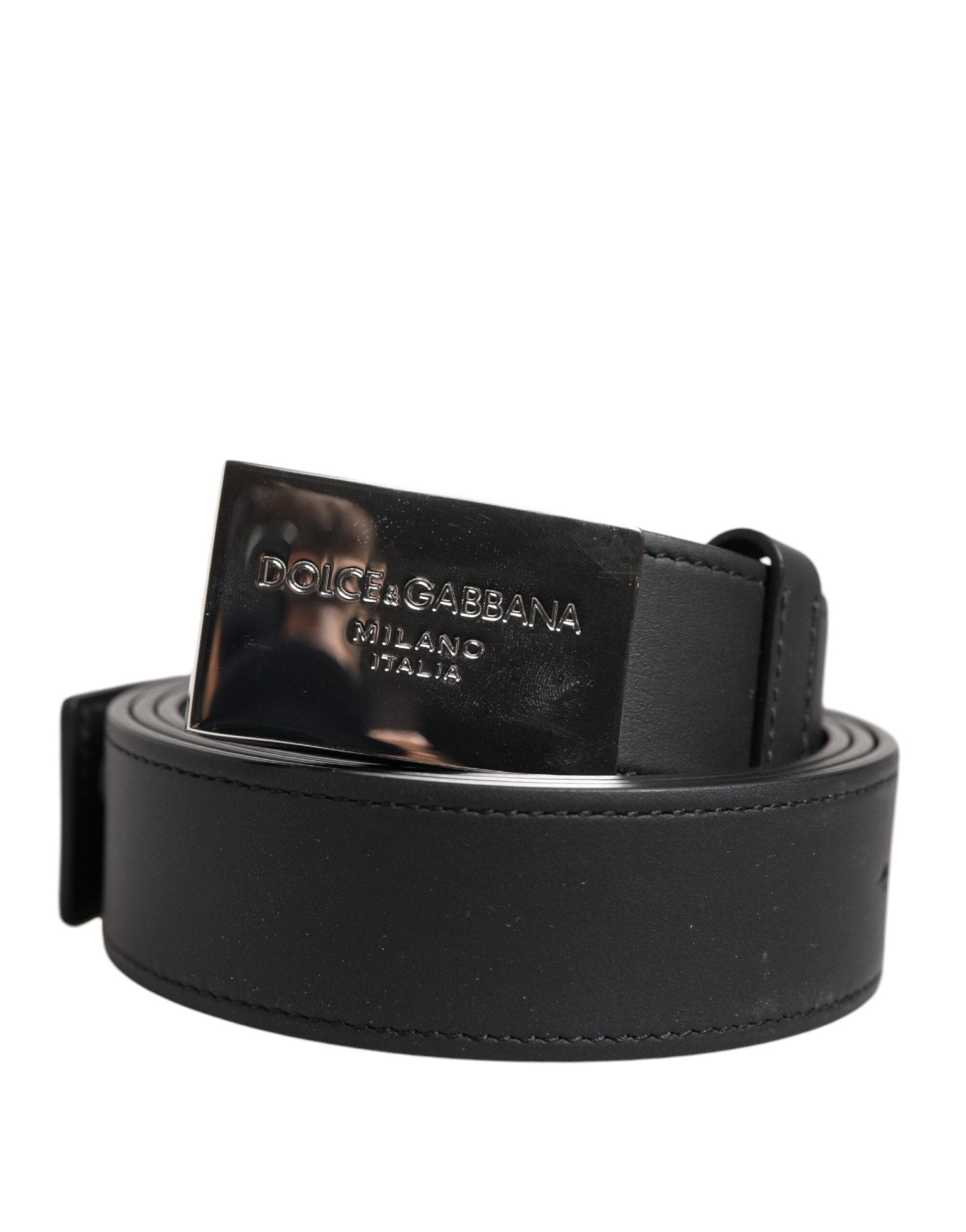 Dolce & Gabbana Black Leather Classic Metal Logo Buckle Belt – 85 cm / 34 Inches par Dolce & Gabbana | Disponible sur Sandy Store ByNet