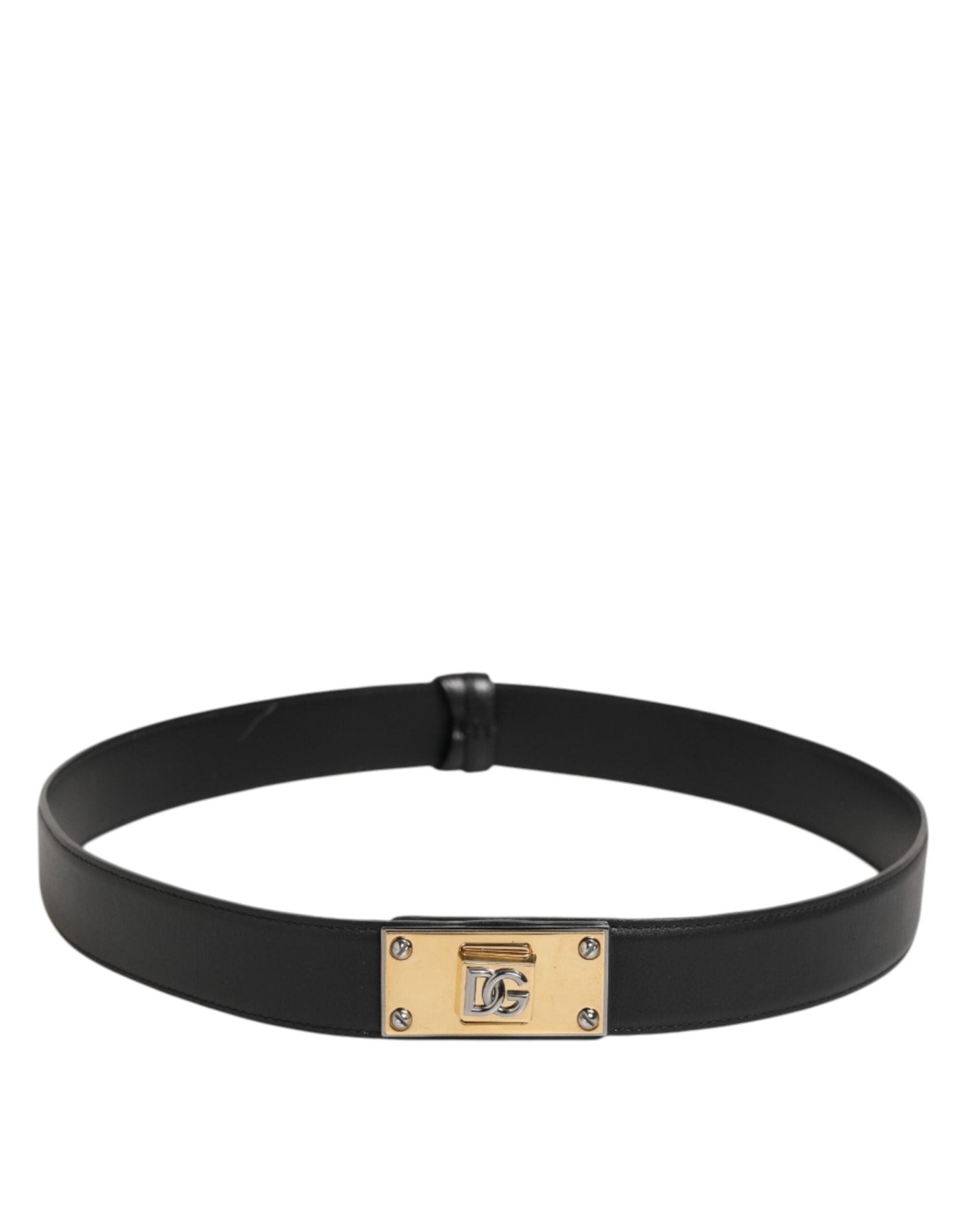 Dolce & Gabbana Black Leather Classic Metal Logo Buckle Belt – 90 cm / 36 Inches par Dolce & Gabbana | Disponible sur Sandy Store ByNet