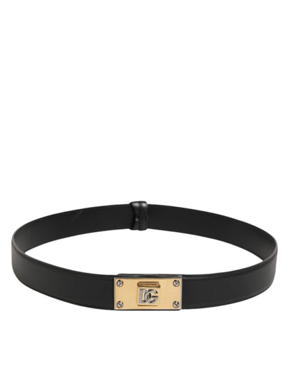 Dolce & Gabbana Black Leather Classic Metal Logo Buckle Belt – 90 cm / 36 Inches par Dolce & Gabbana | Disponible sur Sandy Store ByNet