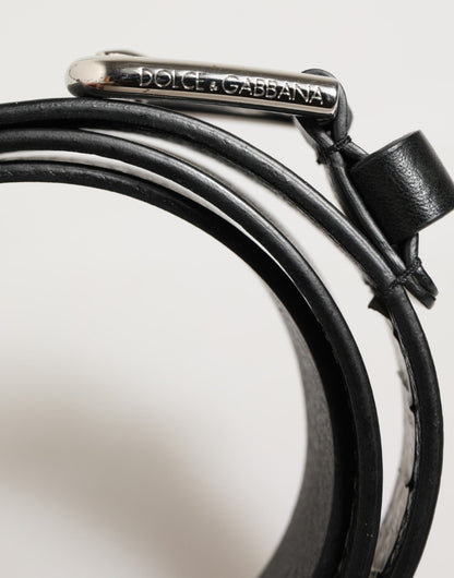 Dolce & Gabbana Black Leather Classic Metal Logo Buckle Belt – 90 cm / 36 Inches par Dolce & Gabbana | Disponible sur Sandy Store ByNet
