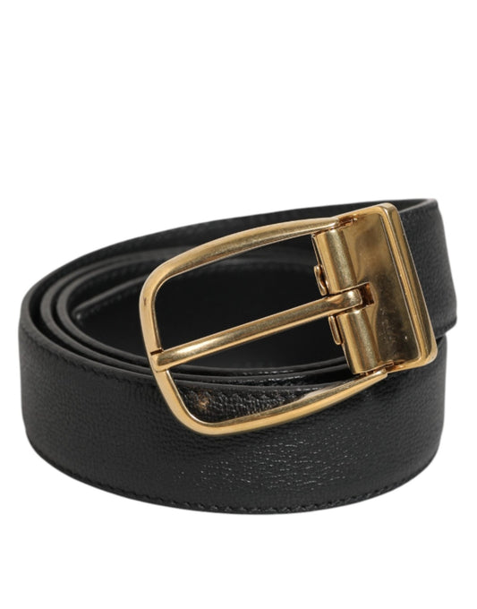 Dolce & Gabbana Black Leather Classic Metal Logo Buckle Belt – 90 cm / 36 Inches par Dolce & Gabbana | Disponible sur Sandy Store ByNet