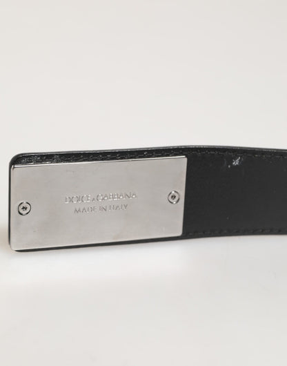 Dolce & Gabbana Black Leather Classic Metal Logo Buckle Belt – 90 cm / 36 Inches par Dolce & Gabbana | Disponible sur Sandy Store ByNet