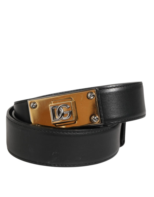 Dolce & Gabbana Black Leather Classic Metal Logo Buckle Belt – 90 cm / 36 Inches par Dolce & Gabbana | Disponible sur Sandy Store ByNet