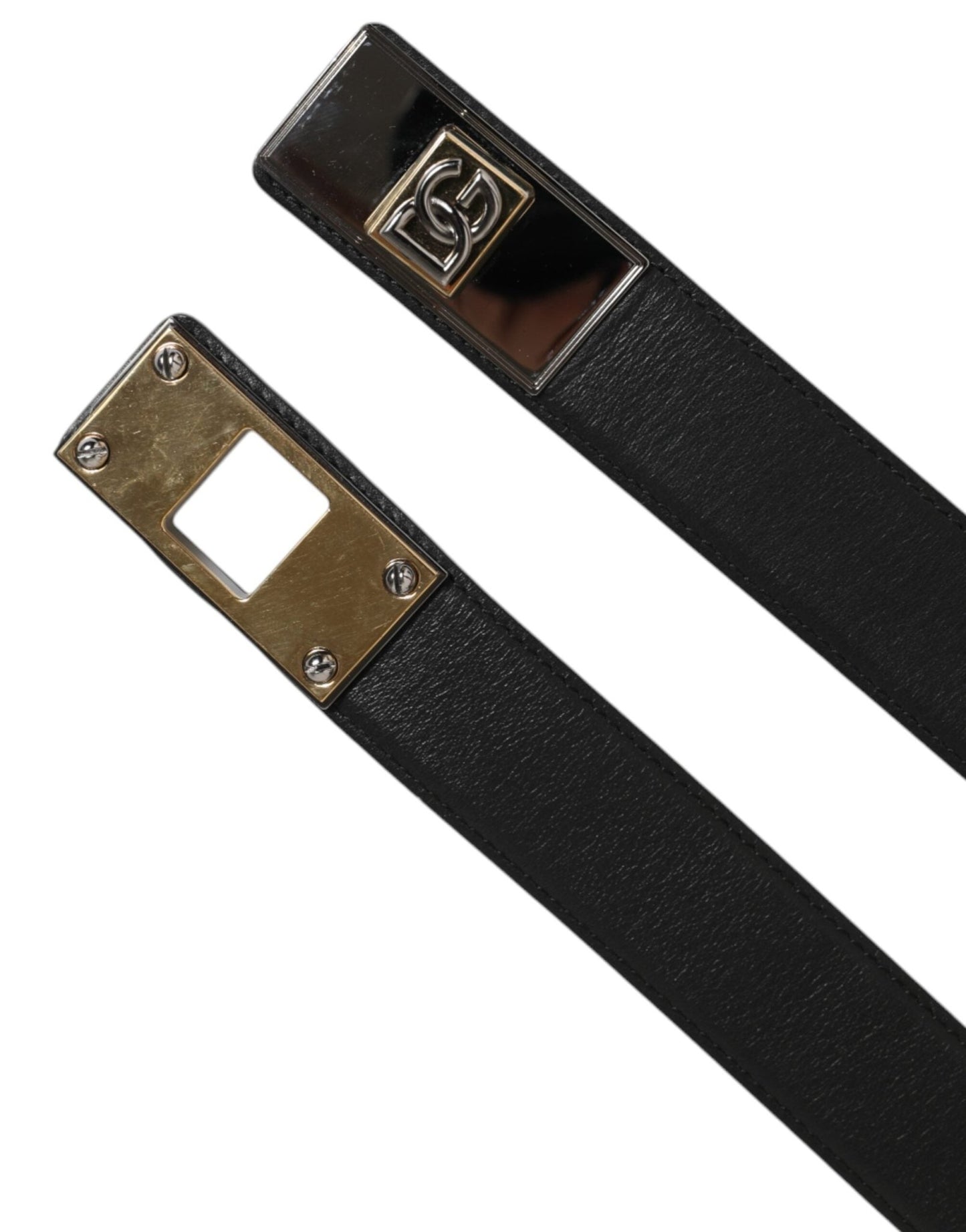 Dolce & Gabbana Black Leather Classic Metal Logo Buckle Belt – 90 cm / 36 Inches par Dolce & Gabbana | Disponible sur Sandy Store ByNet