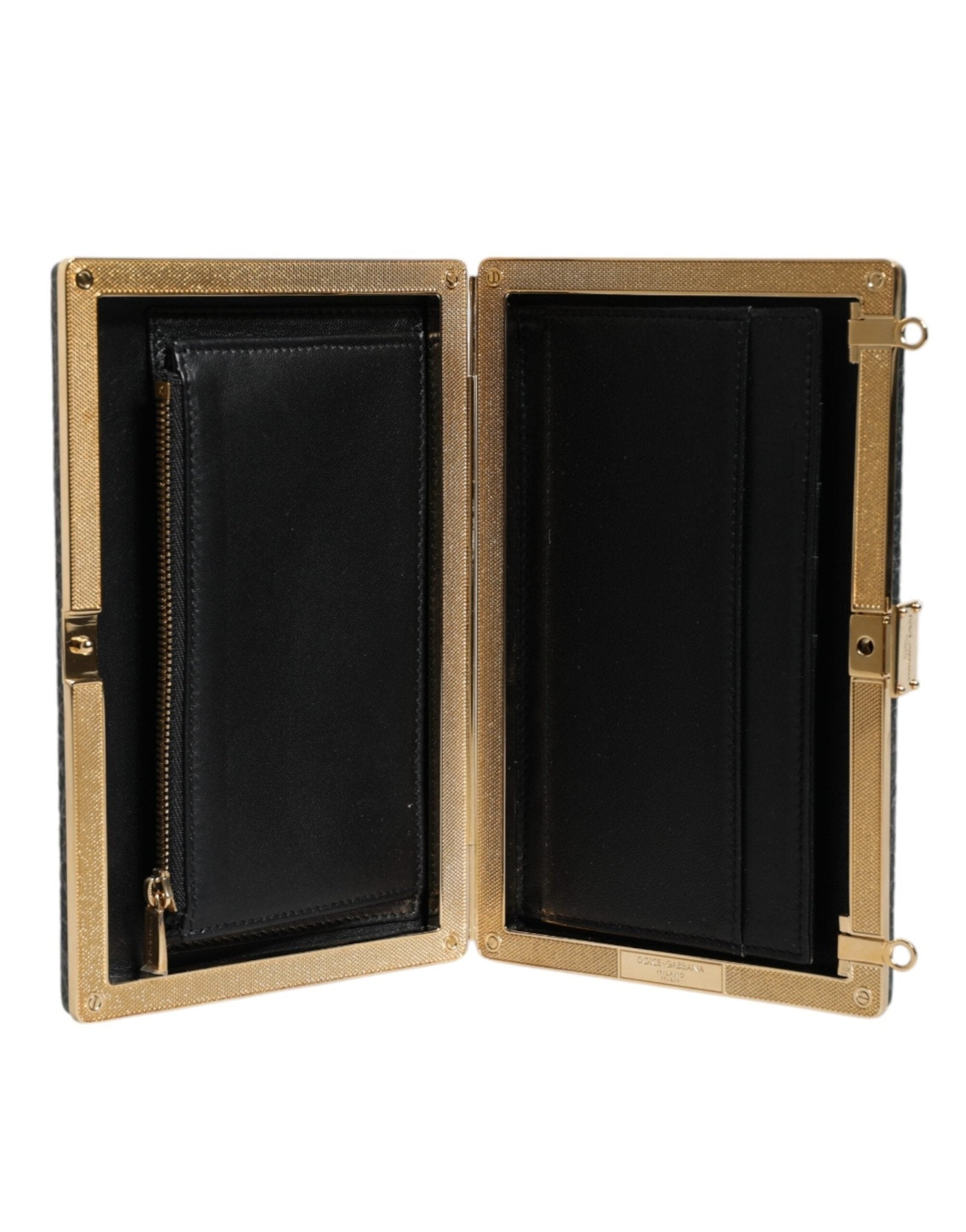 Dolce & Gabbana Black Leather Clutch Evening Crossbody Bag - Sandy Store ByNet