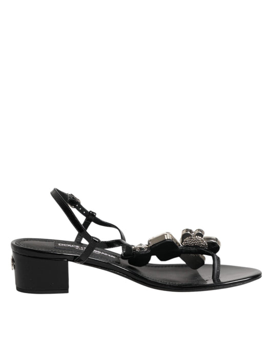 Dolce & Gabbana Black Leather Crystal Ankle Strap Sandals Shoes – EU35.5/US5 par Dolce & Gabbana | Disponible sur Sandy Store ByNet