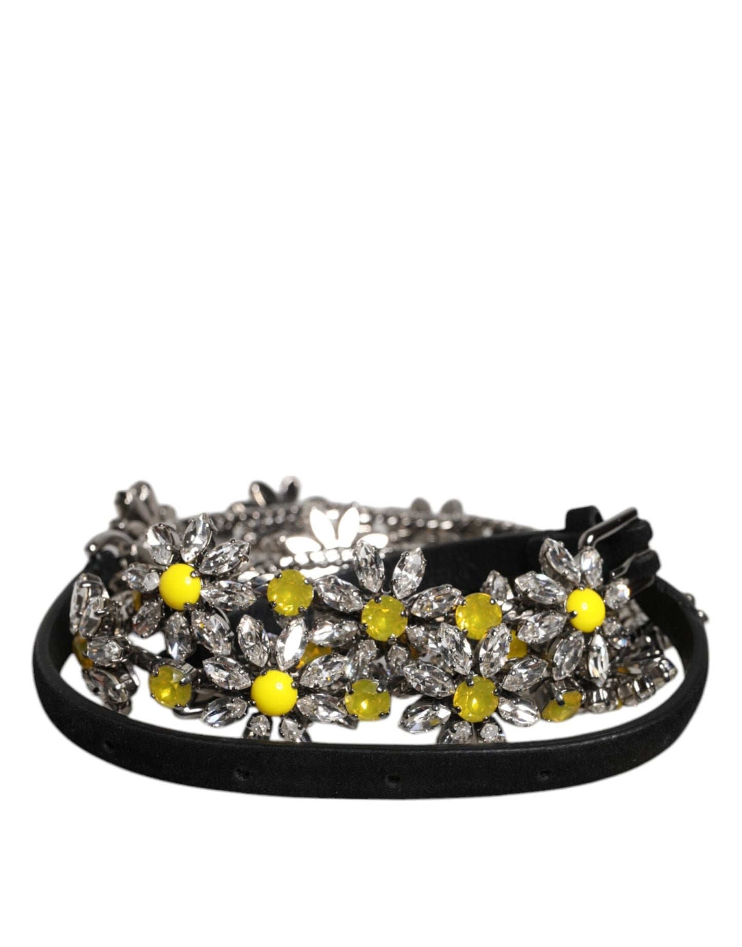 Dolce & Gabbana Black Leather Daisy Crystal Embellish Waist Belt – 85 cm / 34 Inches par Dolce & Gabbana | Disponible sur Sandy Store ByNet