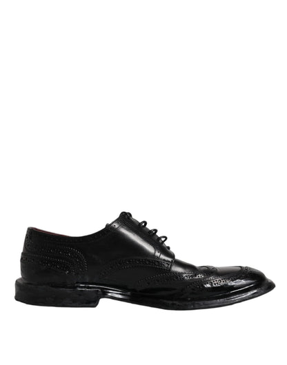 Dolce & Gabbana Black Leather Derby Wingtip Formal Shoes - Sandy Store ByNet
