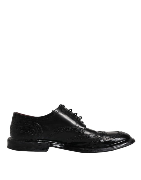 Dolce & Gabbana Black Leather Derby Wingtip Formal Shoes - Sandy Store ByNet