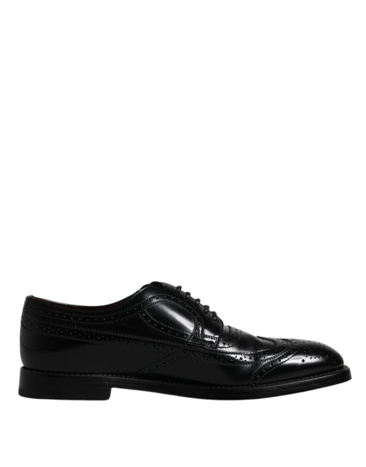 Dolce & Gabbana Black Leather Derby Wingtip Formal Shoes - Sandy Store ByNet