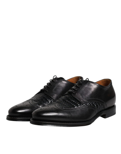 Dolce & Gabbana Black Leather Derby Wingtip Lace Up Formal Dress Shoes - Sandy Store ByNet