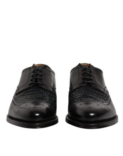Dolce & Gabbana Black Leather Derby Wingtip Lace Up Formal Dress Shoes - Sandy Store ByNet