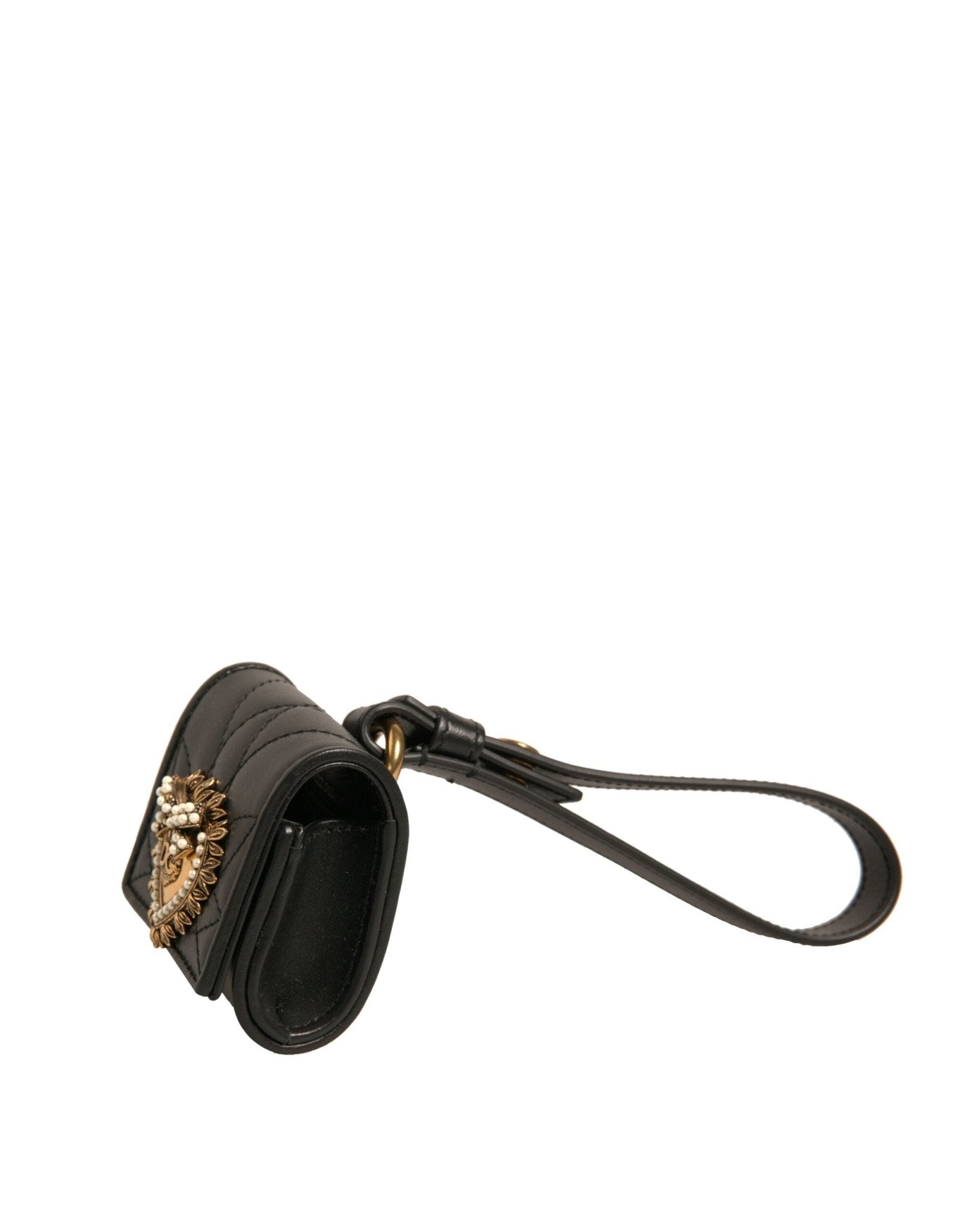 Dolce & Gabbana Black Leather Devotion Heart Strap Airpod Case - Sandy Store ByNet