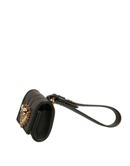 Dolce & Gabbana Black Leather Devotion Heart Strap Airpod Case - Sandy Store ByNet