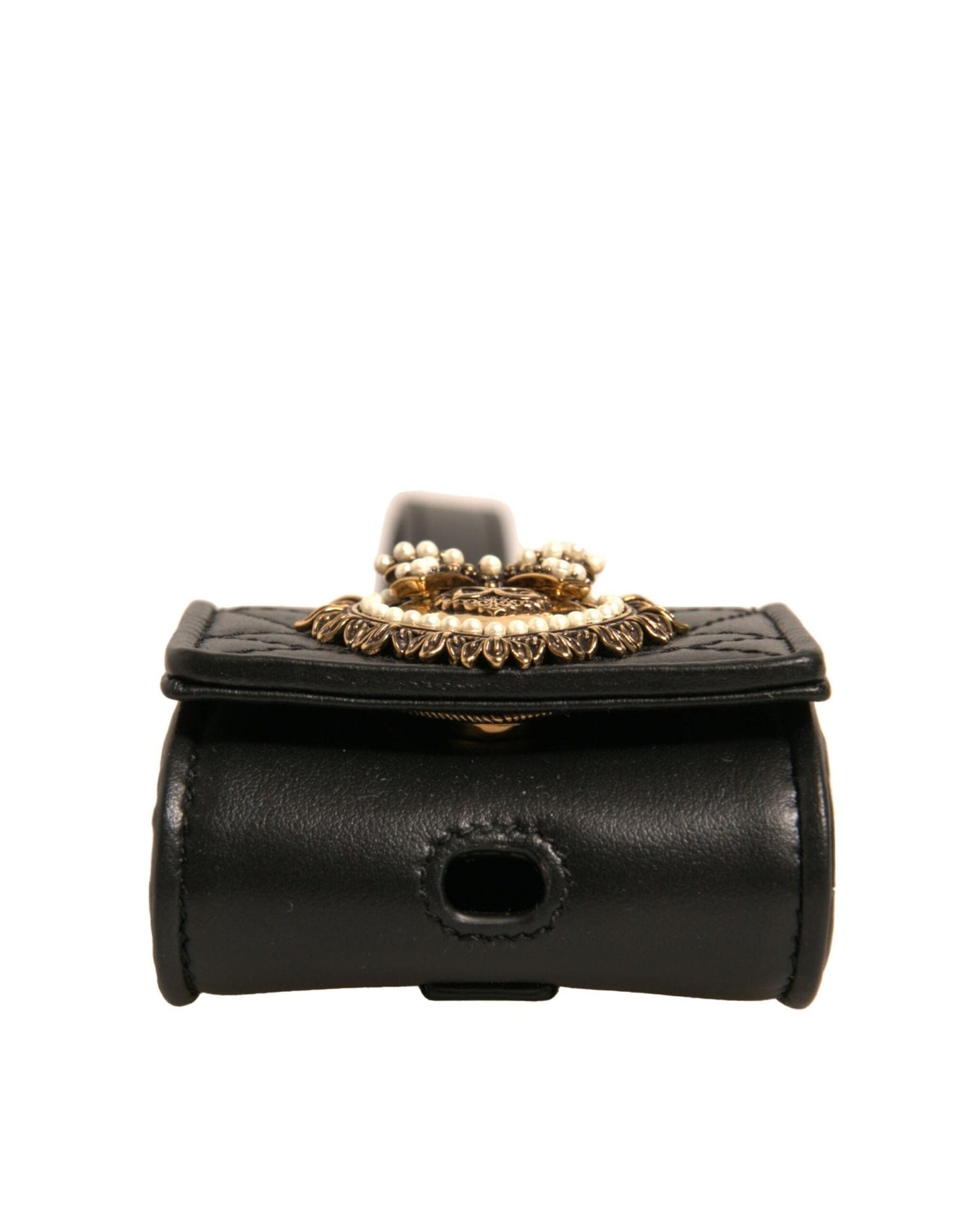 Dolce & Gabbana Black Leather Devotion Heart Strap Airpod Case - Sandy Store ByNet