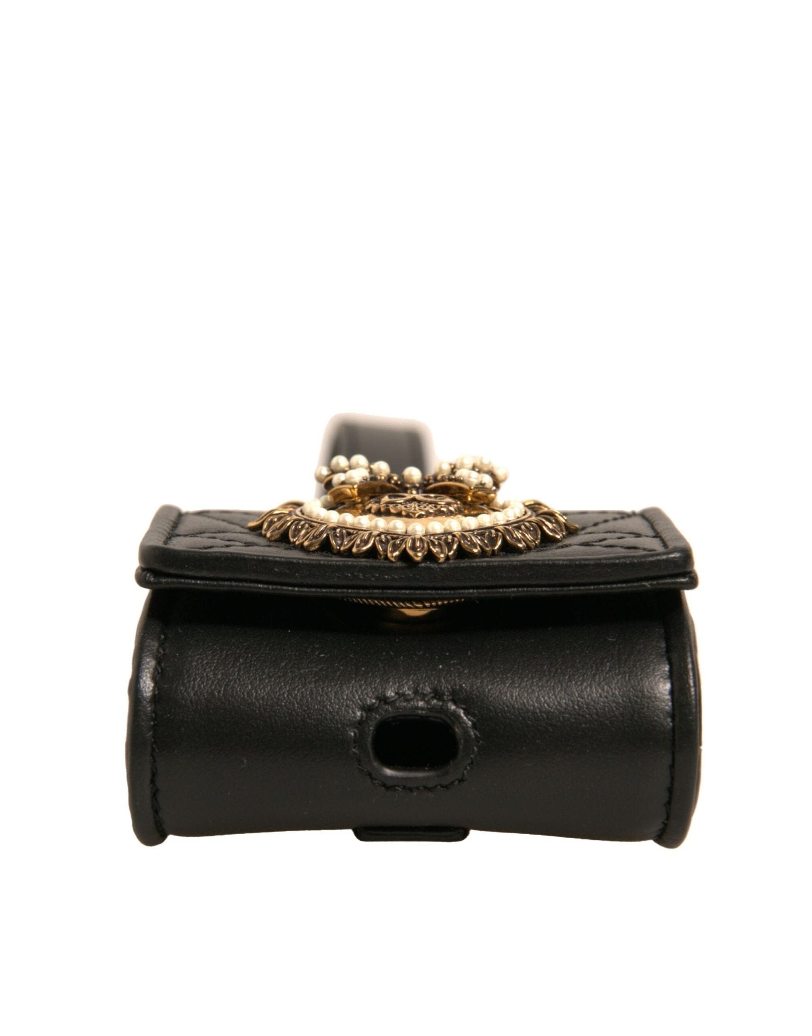 Dolce & Gabbana Black Leather Devotion Heart Strap Airpod Case - Sandy Store ByNet