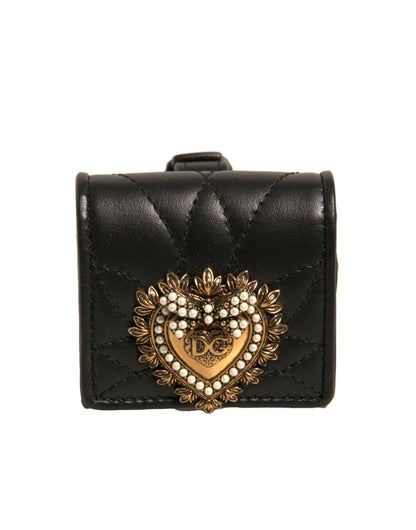 Dolce & Gabbana Black Leather Devotion Heart Strap Airpod Case - Sandy Store ByNet