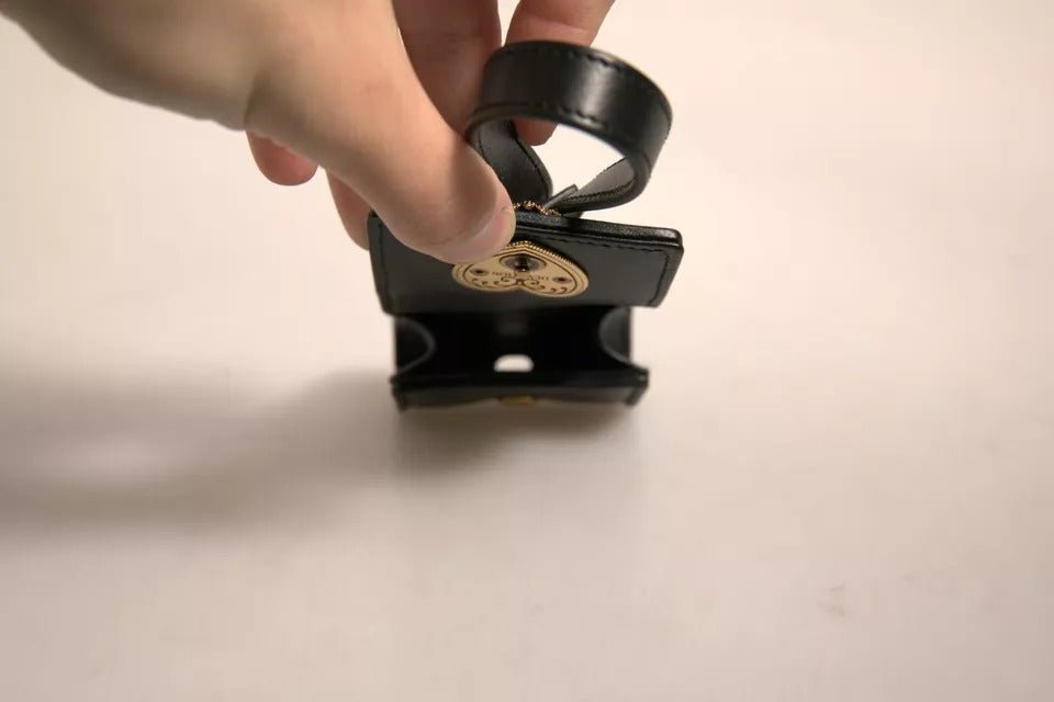 Dolce & Gabbana Black Leather Devotion Heart Strap Airpod Case - Sandy Store ByNet
