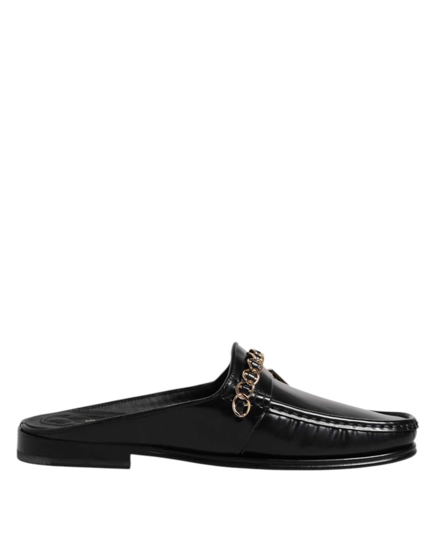 Dolce & Gabbana Black Leather DG Chain Embellished Sandals Shoes – EU41/US8 par Dolce & Gabbana | Disponible sur Sandy Store ByNet