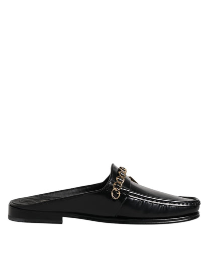 Dolce & Gabbana Black Leather DG Chain Embellished Sandals Shoes – EU41/US8 par Dolce & Gabbana | Disponible sur Sandy Store ByNet