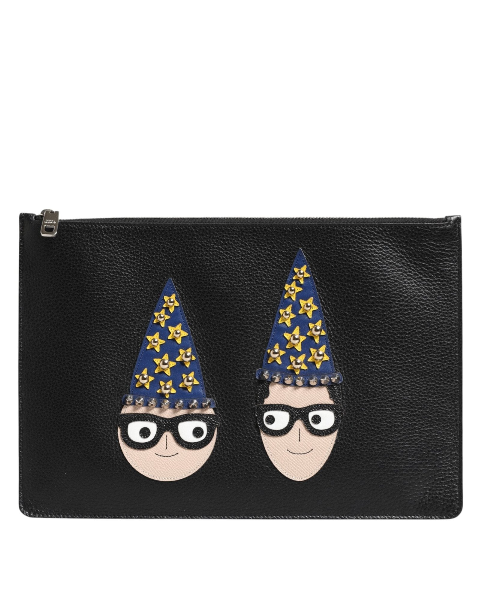 Dolce & Gabbana Black Leather DGFAMILY Embellished Men Clutch Pouch Bag – par Dolce & Gabbana | Disponible sur Sandy Store ByNet