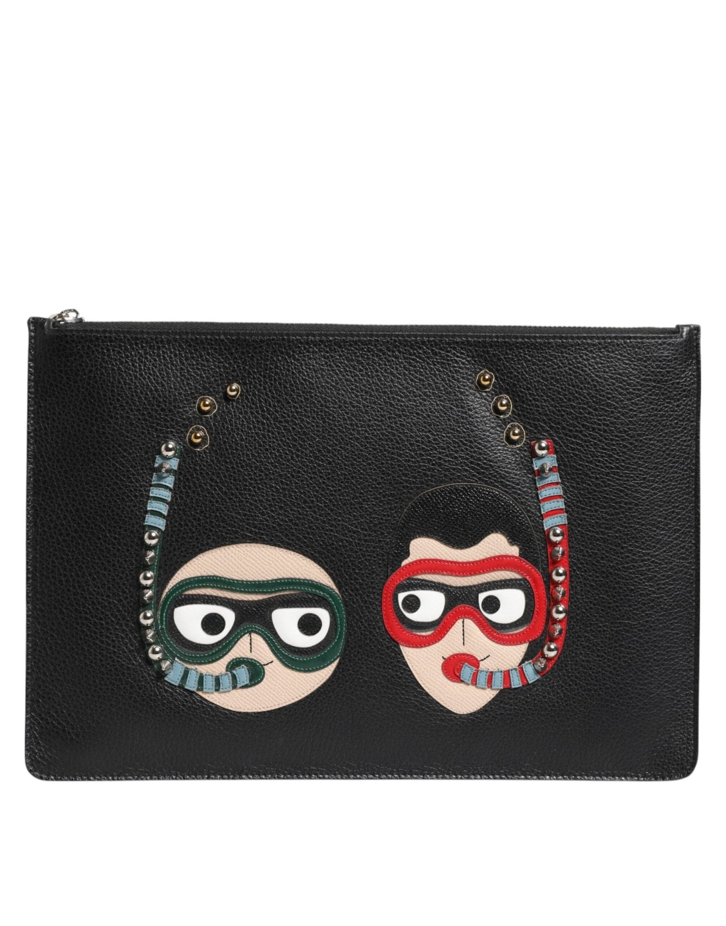Dolce & Gabbana Black Leather DGFAMILY Embellished Men Clutch Pouch Bag – par Dolce & Gabbana | Disponible sur Sandy Store ByNet