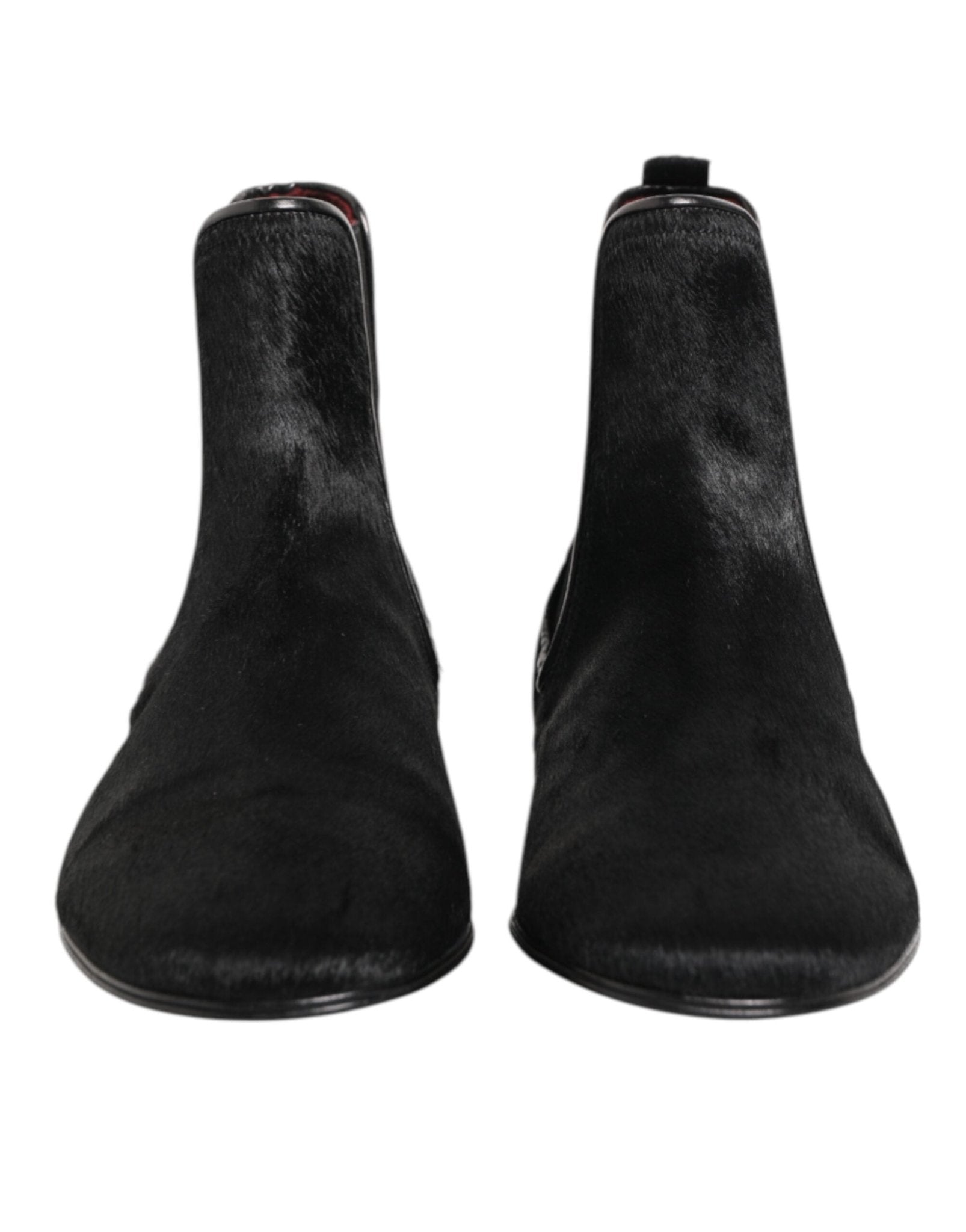 Dolce & Gabbana Black Leather Fur Men CHELSEA Boots Shoes – EU 41.5 | US 8.5 par Dolce & Gabbana | Disponible sur Sandy Store ByNet