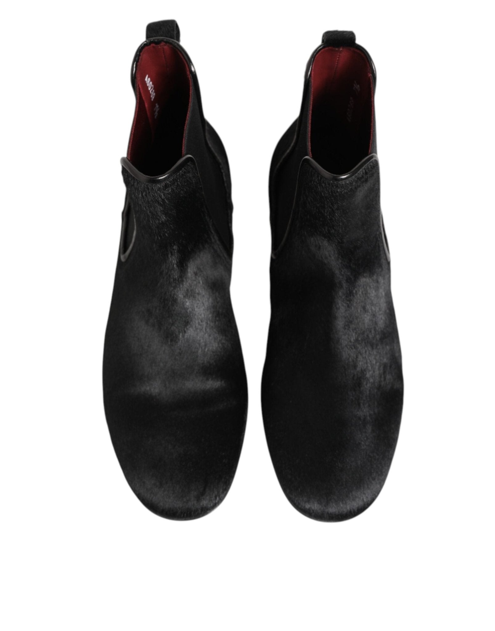 Dolce & Gabbana Black Leather Fur Men CHELSEA Boots Shoes – EU 41.5 | US 8.5 par Dolce & Gabbana | Disponible sur Sandy Store ByNet