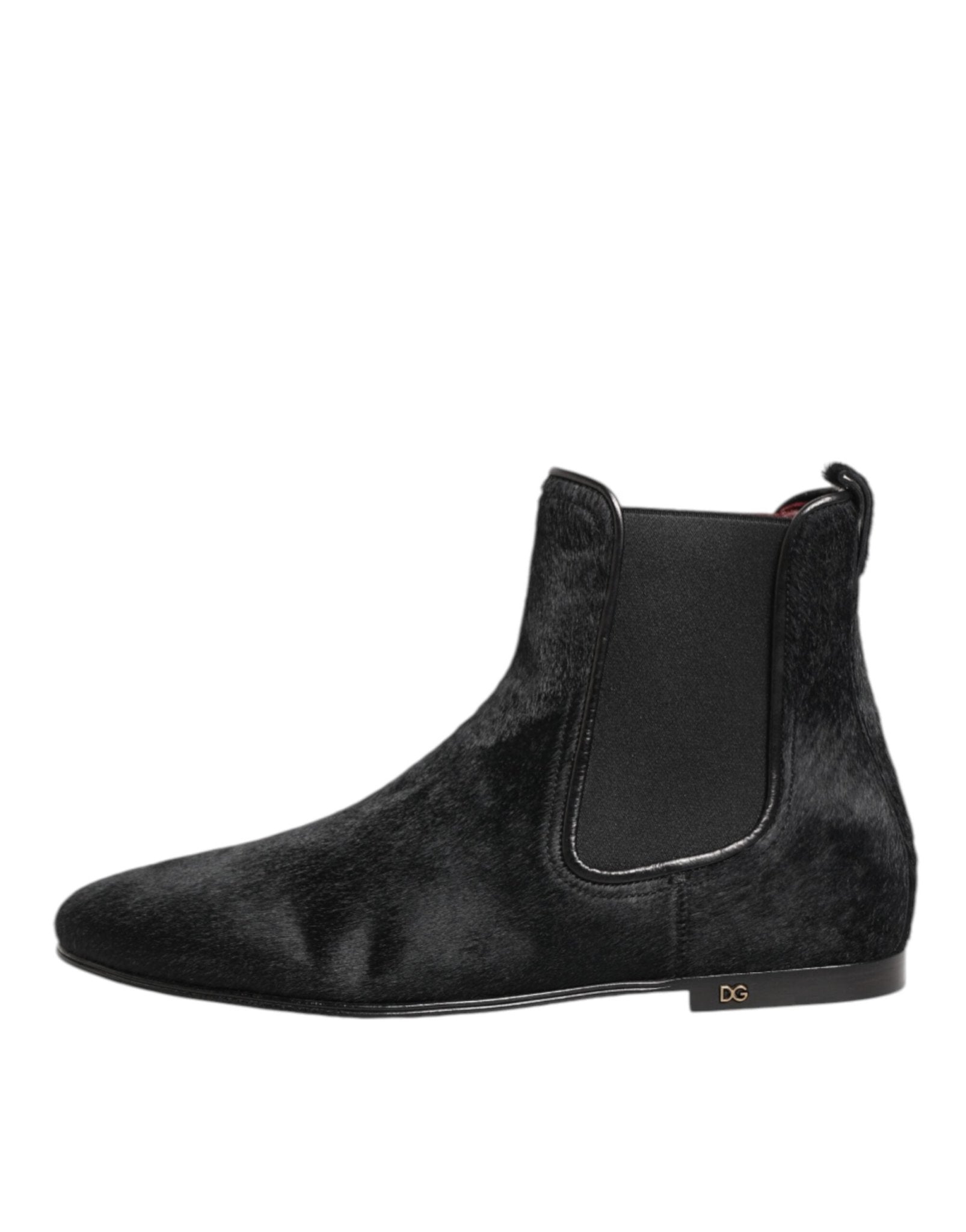 Dolce & Gabbana Black Leather Fur Men CHELSEA Boots Shoes – EU 41.5 | US 8.5 par Dolce & Gabbana | Disponible sur Sandy Store ByNet