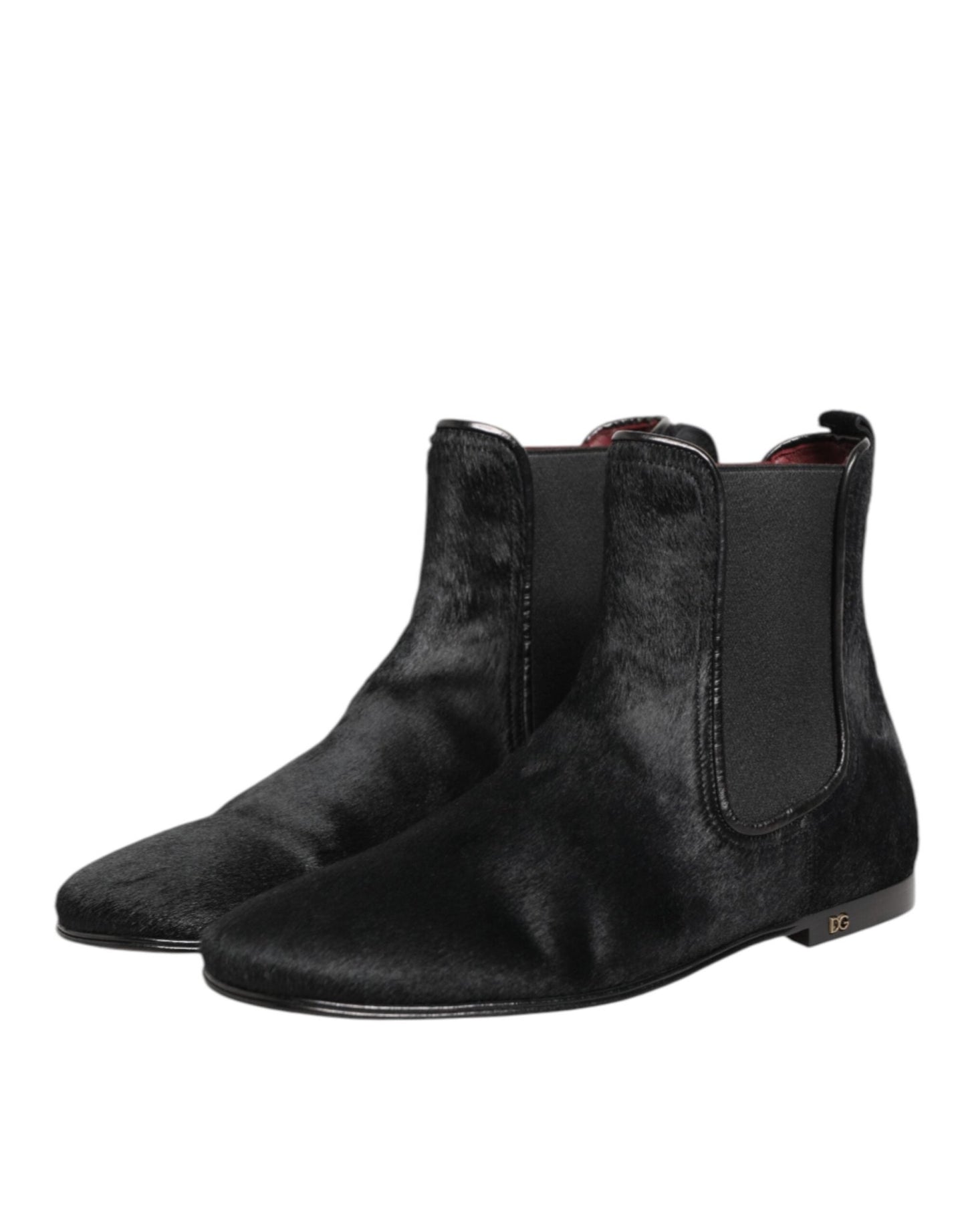 Dolce & Gabbana Black Leather Fur Men CHELSEA Boots Shoes – EU 41.5 | US 8.5 par Dolce & Gabbana | Disponible sur Sandy Store ByNet