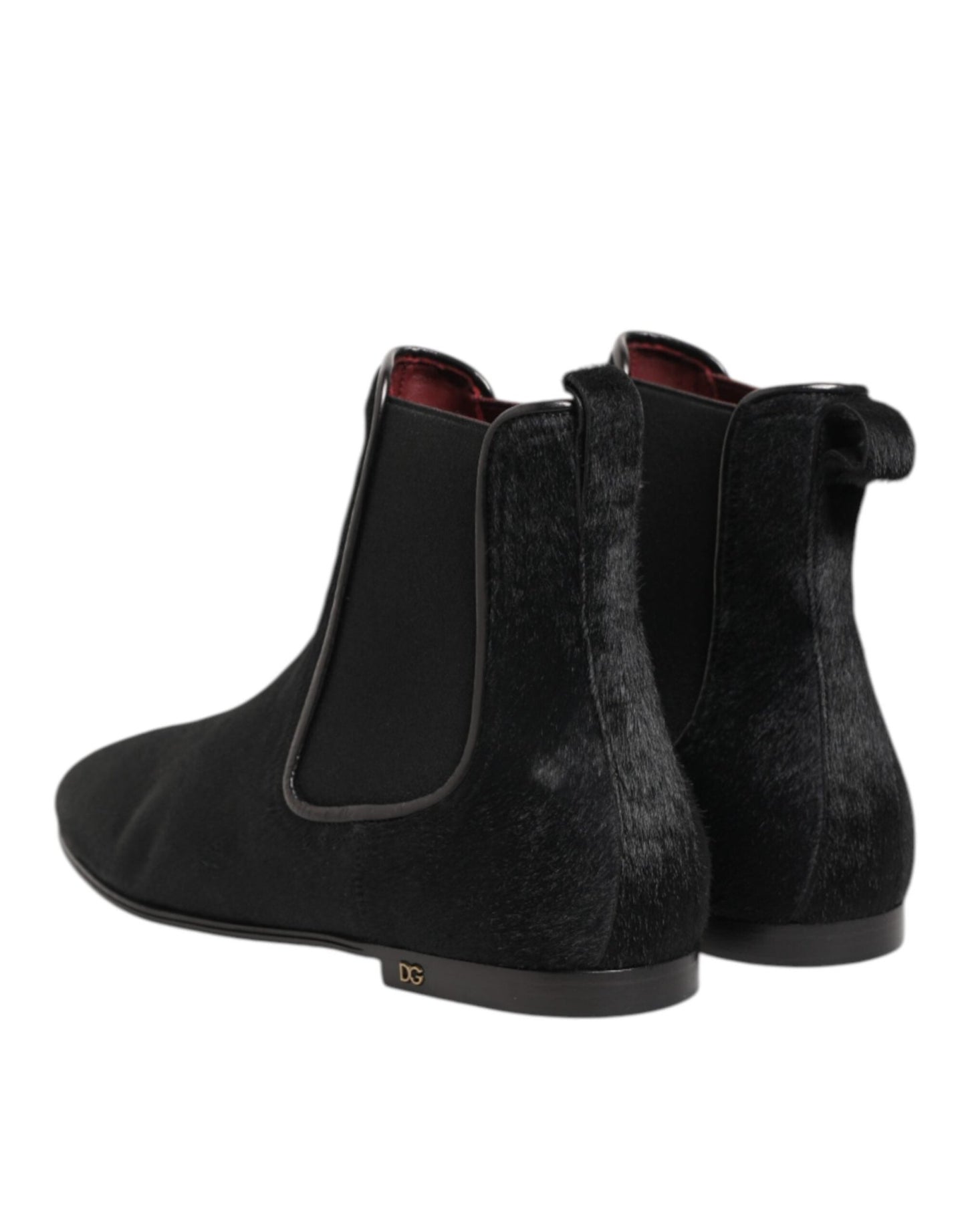 Dolce & Gabbana Black Leather Fur Men CHELSEA Boots Shoes – EU 41.5 | US 8.5 par Dolce & Gabbana | Disponible sur Sandy Store ByNet