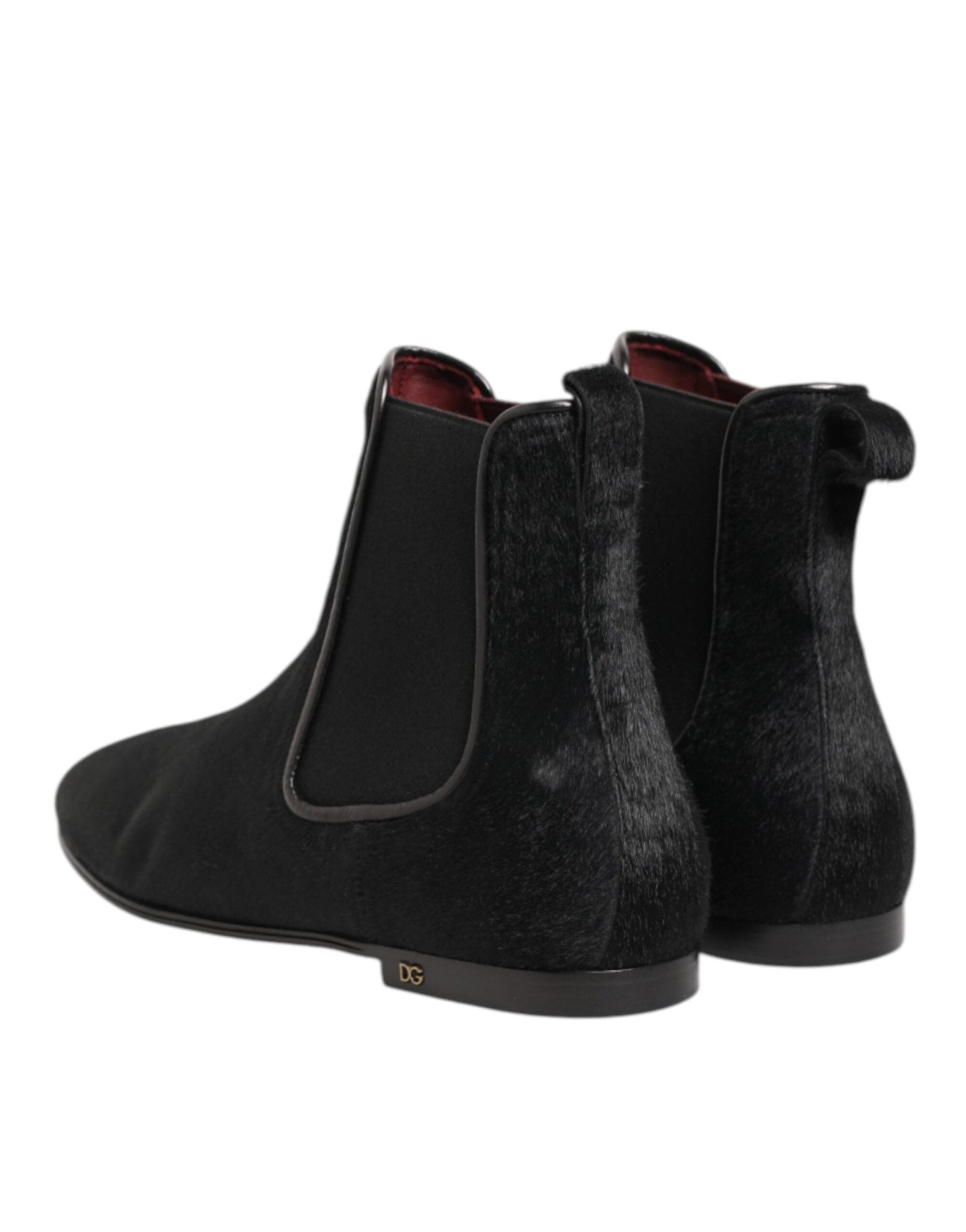 Dolce & Gabbana Black Leather Fur Men CHELSEA Boots Shoes – EU 41.5 | US 8.5 par Dolce & Gabbana | Disponible sur Sandy Store ByNet