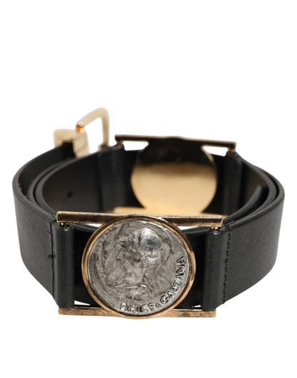 Dolce & Gabbana Black Leather Gold Silver Coin Buckle Belt – 90 cm / 36 Inches par Dolce & Gabbana | Disponible sur Sandy Store ByNet