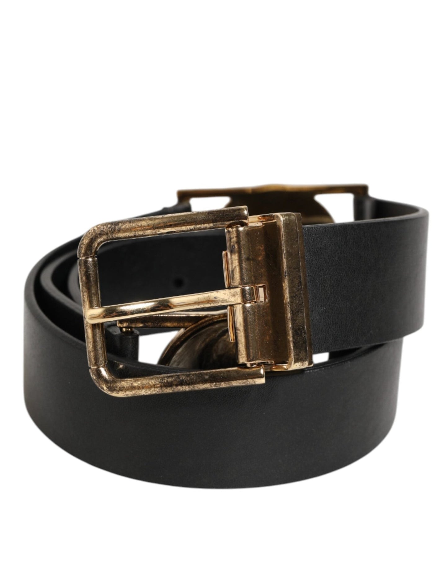 Dolce & Gabbana Black Leather Gold Silver Coin Buckle Belt – 90 cm / 36 Inches par Dolce & Gabbana | Disponible sur Sandy Store ByNet