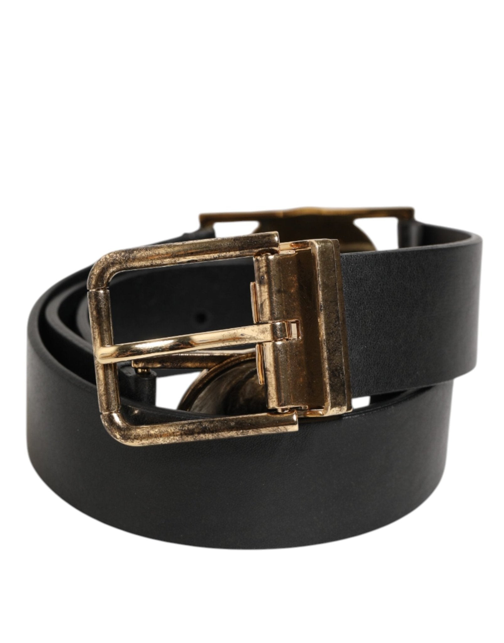 Dolce & Gabbana Black Leather Gold Silver Coin Buckle Belt – 90 cm / 36 Inches par Dolce & Gabbana | Disponible sur Sandy Store ByNet
