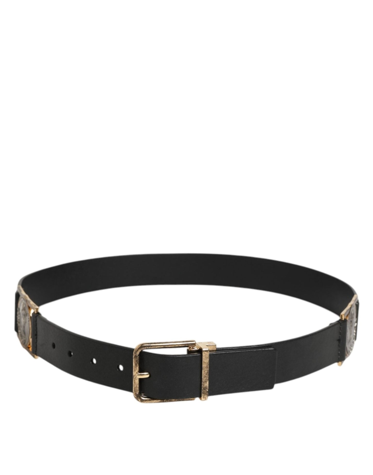 Dolce & Gabbana Black Leather Gold Silver Coin Buckle Belt – 90 cm / 36 Inches par Dolce & Gabbana | Disponible sur Sandy Store ByNet