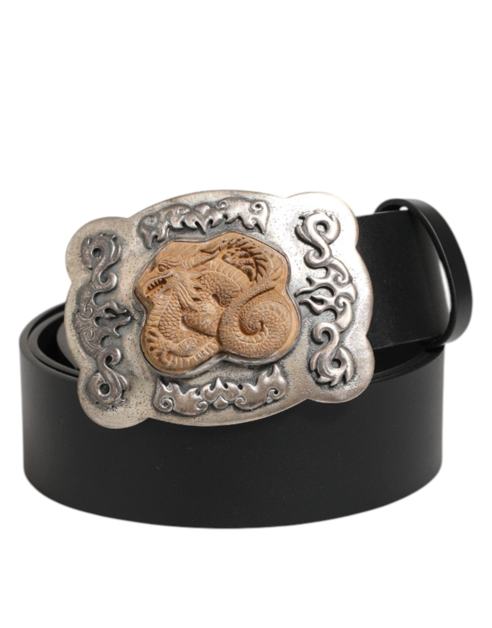 Dolce & Gabbana Black Leather Gothic Dragon Metal Buckle Belt – 100 cm / 40 Inches par Dolce & Gabbana | Disponible sur Sandy Store ByNet