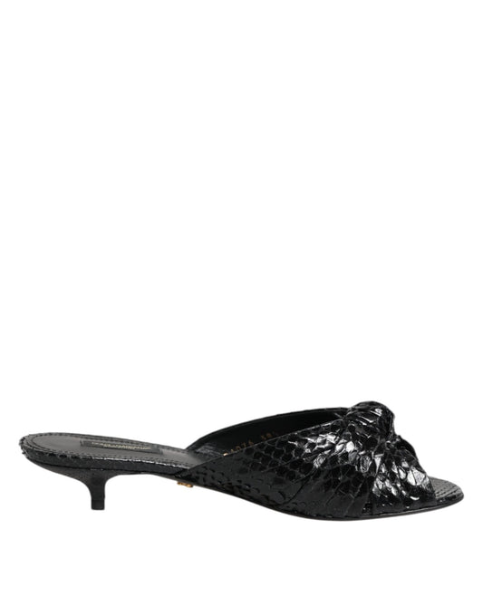 Dolce & Gabbana Black Leather Heels Slides Sandals Shoes – EU36/US5.5 par Dolce & Gabbana | Disponible sur Sandy Store ByNet