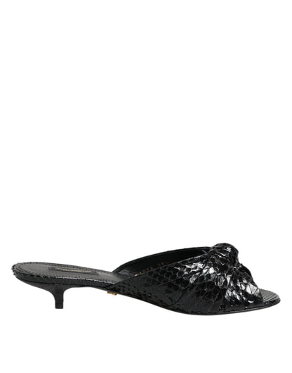 Dolce & Gabbana Black Leather Heels Slides Sandals Shoes – EU38/US7.5 par Dolce & Gabbana | Disponible sur Sandy Store ByNet