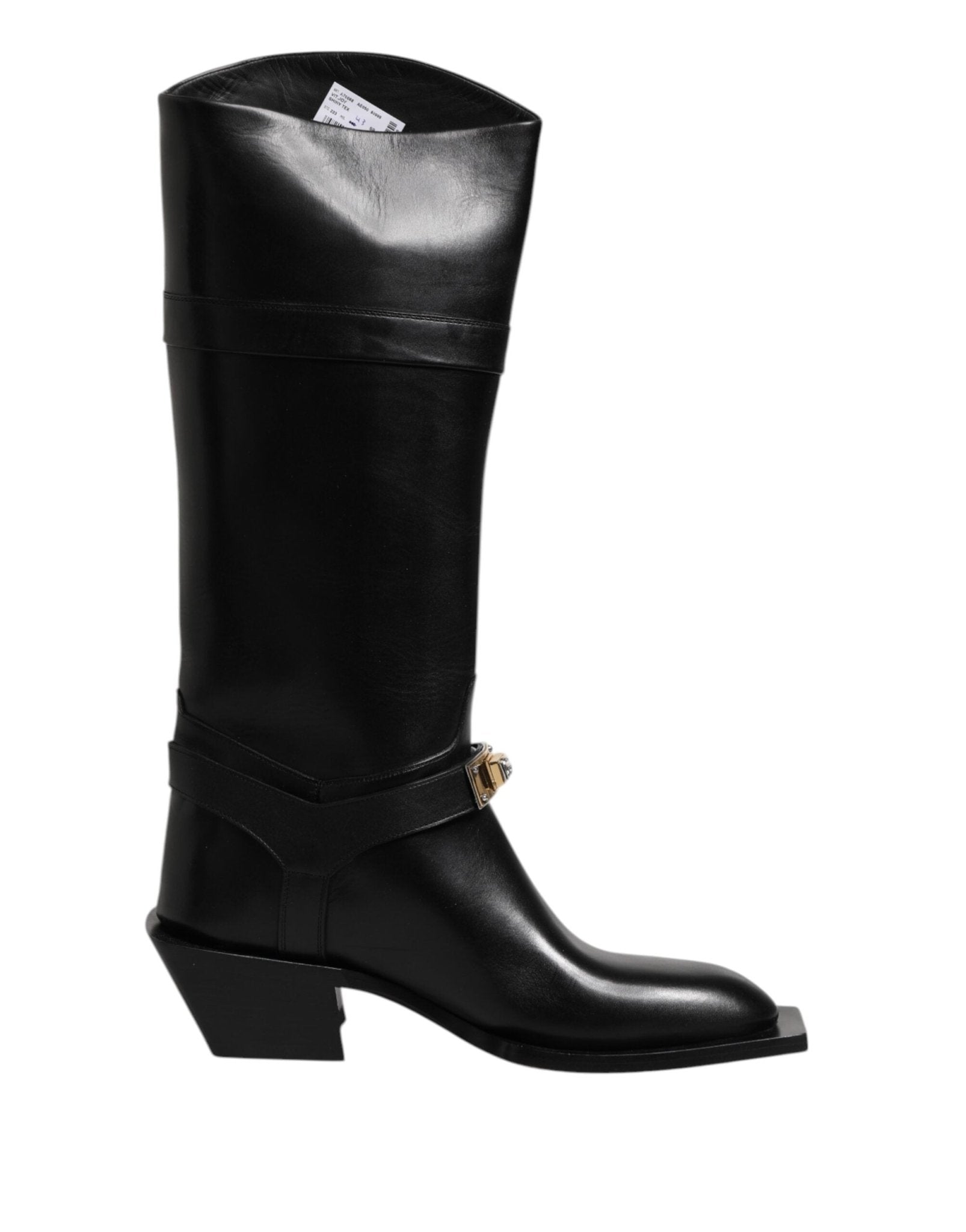 Dolce & Gabbana Black Leather High Boots Flats Shoes – EU43/US10 par Dolce & Gabbana | Disponible sur Sandy Store ByNet